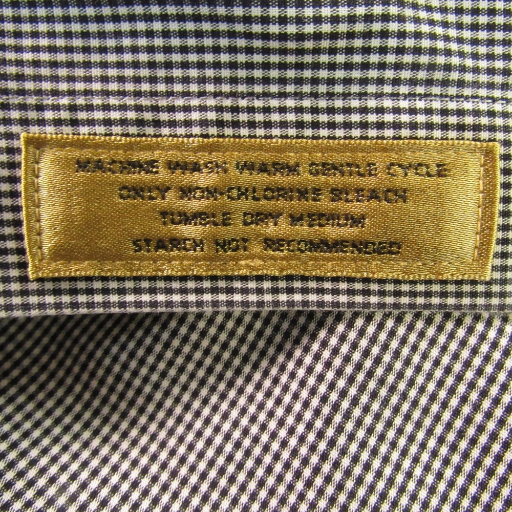 Roundtree & Yorke Shirt Men 15 32 Black White Micro Check Fitted Non-Iron Poplin - Picture 5 of 10